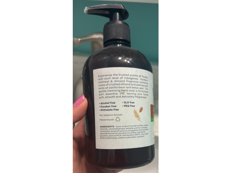 Yardley London Moisturizing Hand Soap, Oatmeal & Almond, 14 fl oz/414 mL