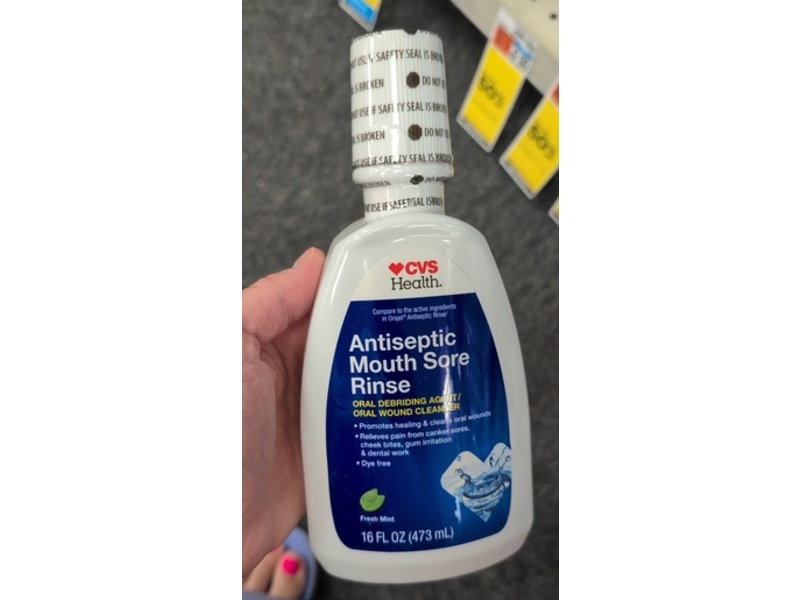 CVS Health Antiseptic Mouth Sore Rinse, Fresh Mint, 16 fl oz/473 mL