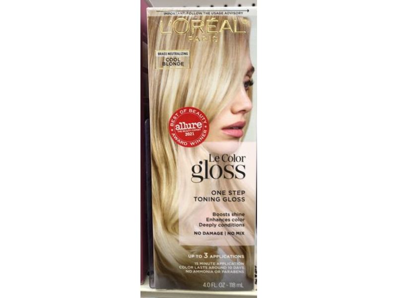 L'Oreal Paris Le Color One Step Hair Toning Gloss, Cool Blonde, 4 fl oz/118 mL