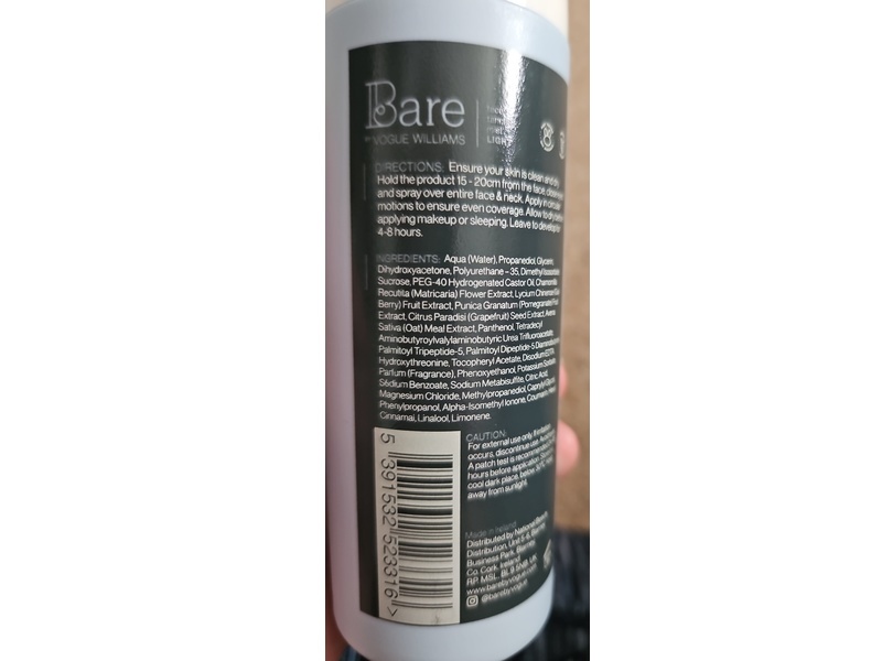 Bare By Vogue Face Tanning Mist, Light, 4.23 fl oz/125 mL