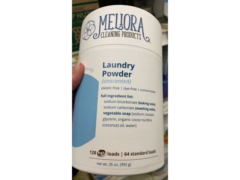 Meliora Cleaning Products Laundry Powder, Unscented, 128 Loads, 35 oz/992 g