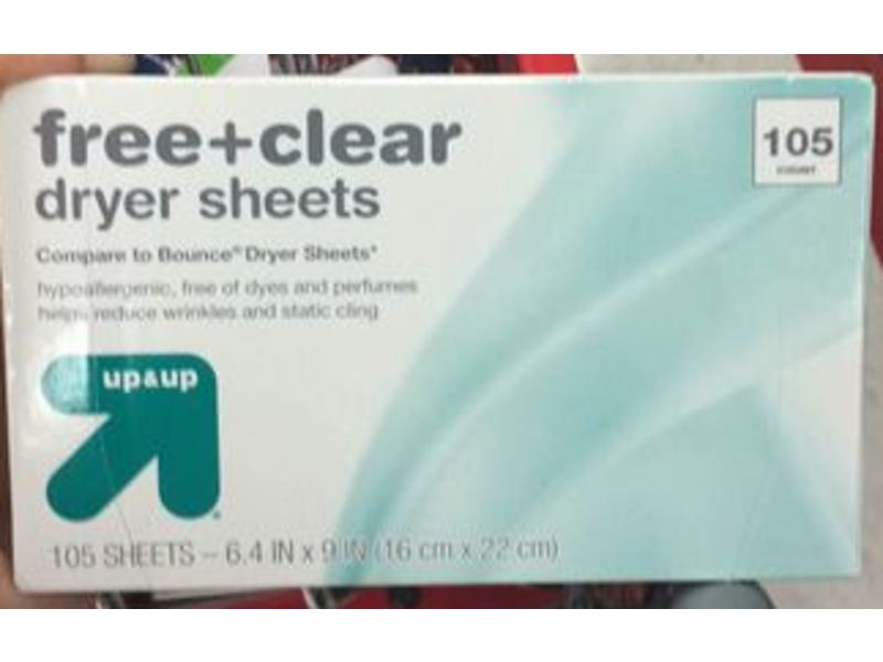 Up & Up Dryer Sheets, Free & Clear, 105 Count