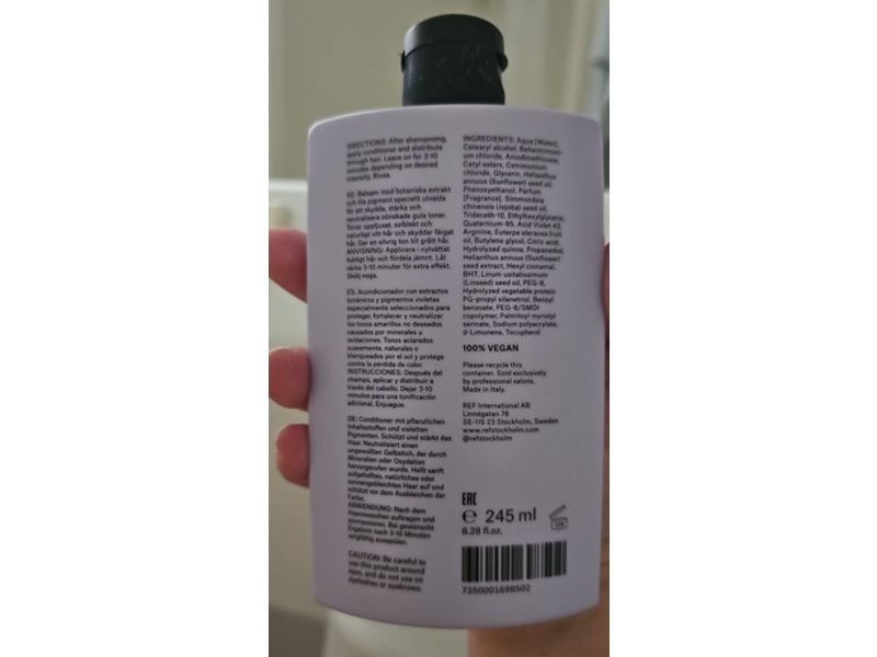 Stockholm Sweden Ref Cool Silver Conditioner, 8.28 oz/245 mL