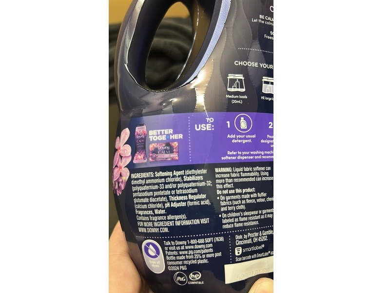 Downy Ultra Soft + Calm Fabric Softener, Lavander & Vanilla Bean, 57 Medium Loads, 38 fl oz/1.14 L