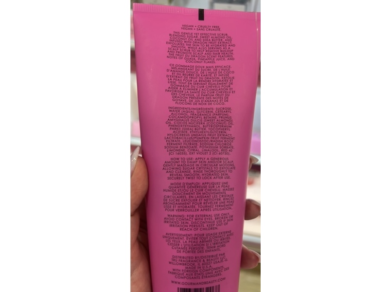 Le Monde Gourmand Fruit Du Dragon Perfumed Sugar Scrub, Dragon Fruit Extract, 6 fl oz/177 mL