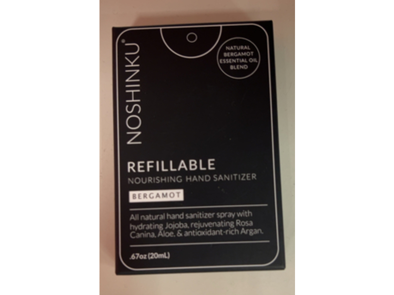 Noshinku Refillable Nourishing Hand Sanitizer, Bergamot, 0.67 oz/20 mL, 3 Pack