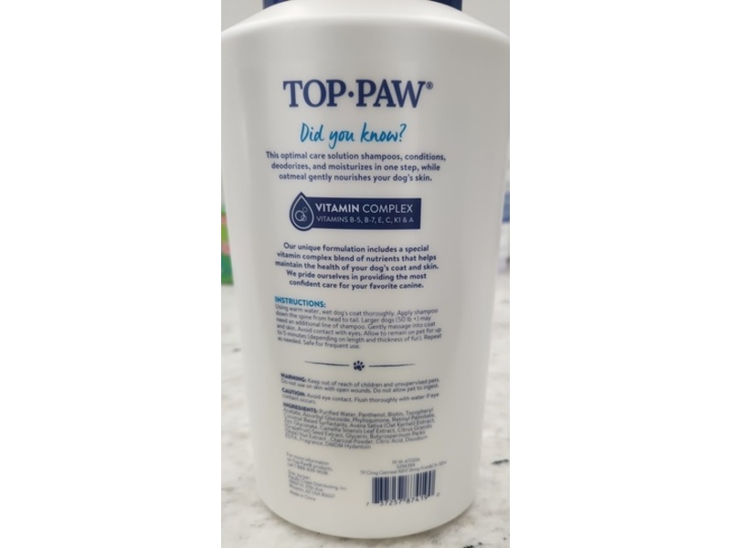 Top.Paw All-In-1 Shampoo + Conditioner + Deodoeizer & Moisturizer, Fresh & Clean Scent, 32 fl oz/946 mL