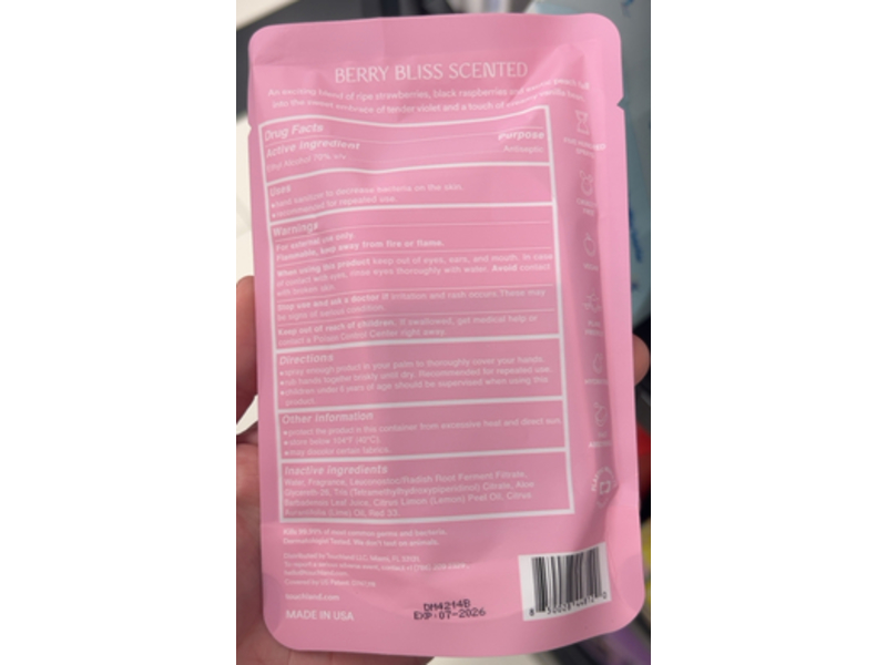 Touchland Power Mist Hydrating Hand Sanitizer, Berry Bliss, 1 fl