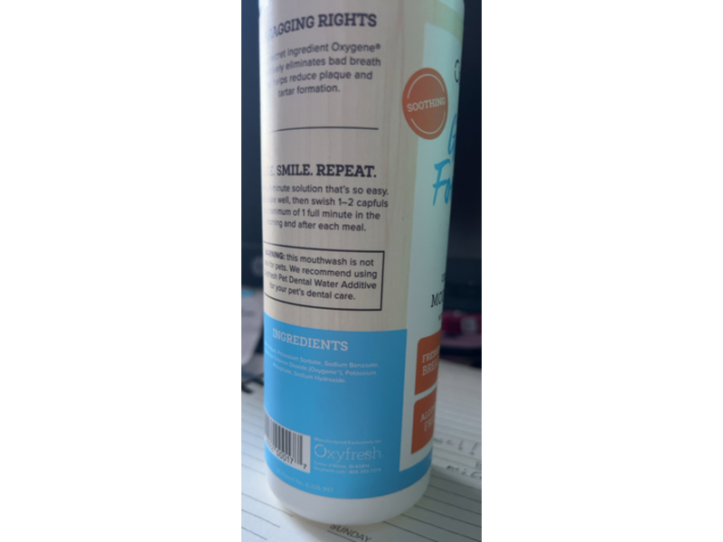 Oxyfresh Unflavored Mouthwash, Oxygene, 16 fl oz/473 mL