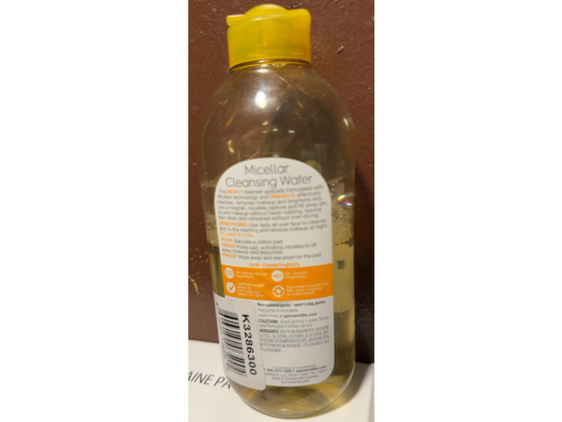 Garnier Micellar All-In-1 Brightening Cleansing Water, Vitamin C, 13.5 fl oz/400 mL, Pack Of 2