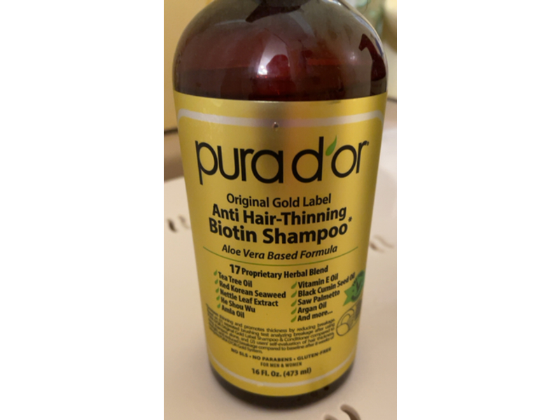 Pura d'or Anti Hair Thinning Biotin Shampoo, 16 fl oz/473 mL