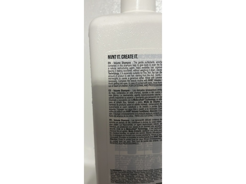 NVNT Haircare Volume Shampoo, 33.81 fl oz/1000 mL