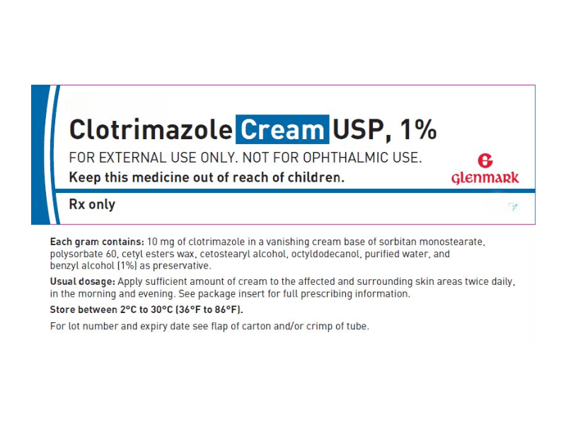 Clotrimazole Cream USP 1%, 15 g, Glenmark (RX)