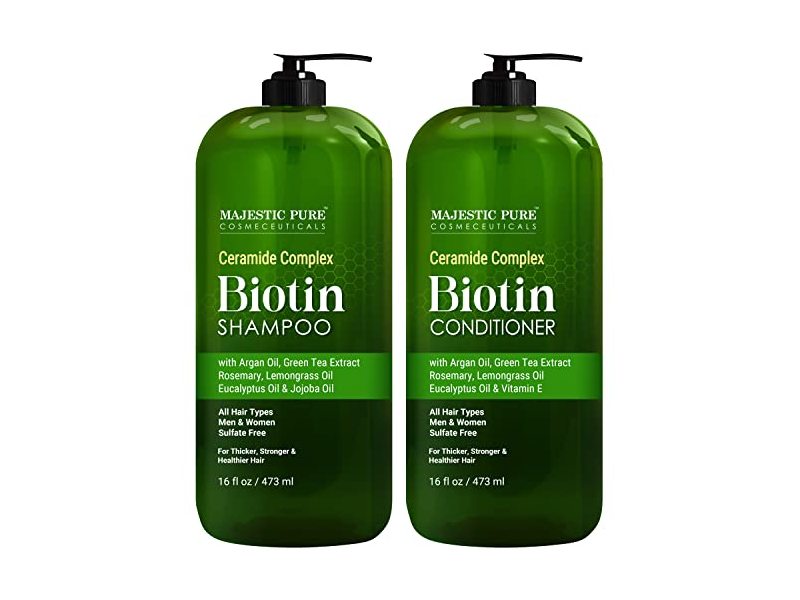 Majestic Pure Biotin Shampoo & Conditioner Set, Ceramides Complex, 16 fl oz/473 mL