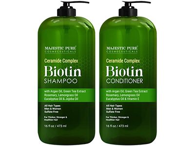 Majestic Pure Biotin Shampoo & Conditioner Set, Ceramides Complex, 16 fl oz/473 mL