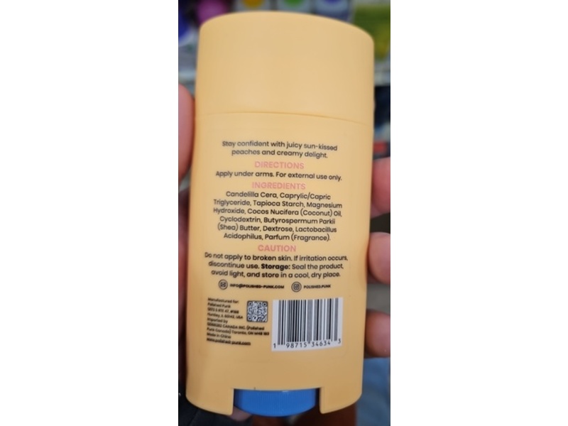 Polished Punk Natural Deodorant, Peaches And Dreams, 2.65 oz/75 g