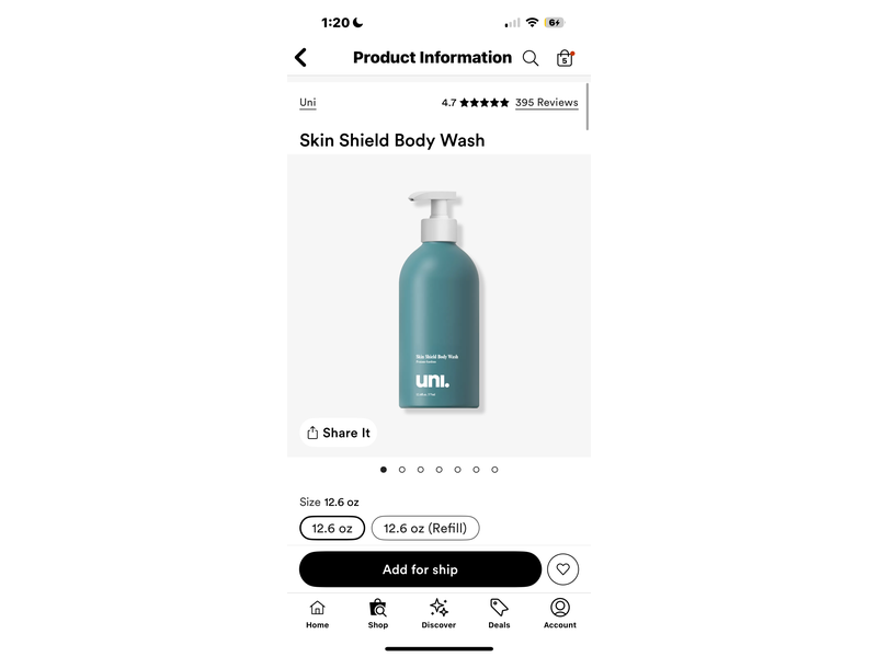 Uni Skin Shield Body Wash, Praino Gardens, 12.6 fl oz/375 mL