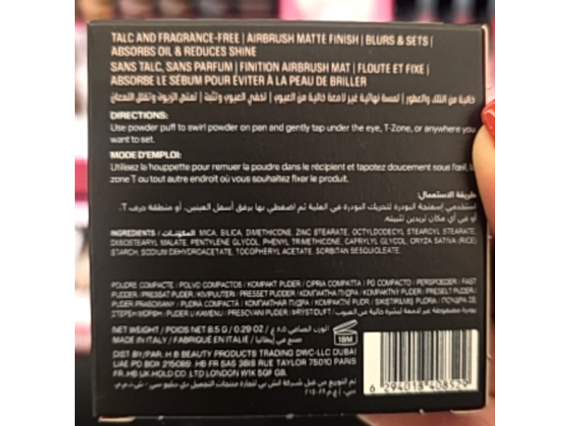 Huda Beauty Easy Bake Pressed Air Brush Matte Powder, Sugar Cookie Translucent, 0.29 oz/8.5 g