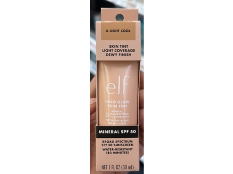 e.l.f. Halo Glow Skin Tint, SPF 50, 6 Light Cool, 1 fl oz/30 mL