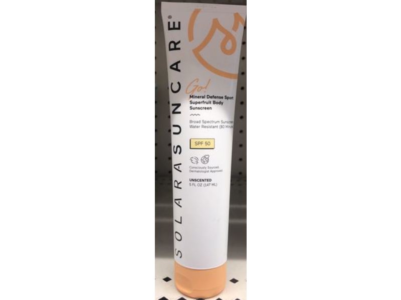 Solar Suncare Go Mineral Defense Sport Superfruit Body Sunscreen, Sunscreen, SPF 50, 5 fl oz/147 mL