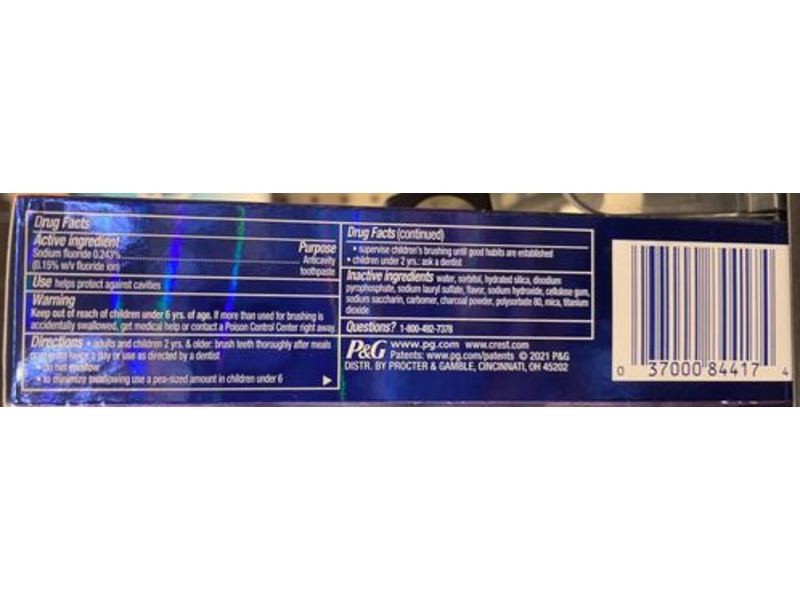 Crest 3D White Charcoal Whitening Toothpaste, 2.7 oz