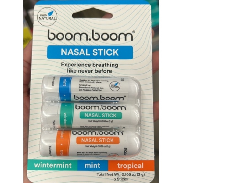 BoomBoom Nasal Stick, Mint, Wintermint & Tropical, 0.105 oz/3 g