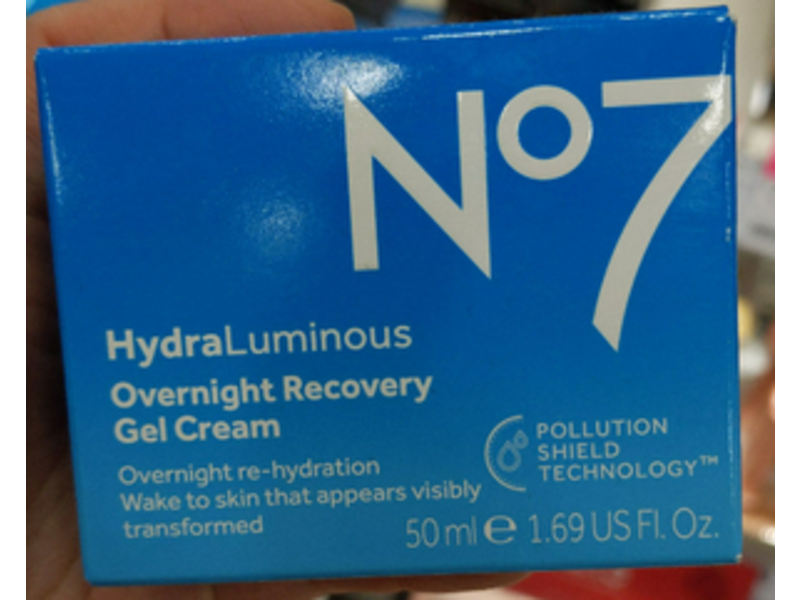 No7 Hydra Luminous Over Night Recovery Gel Cream, 1.69 fl oz/50 mL