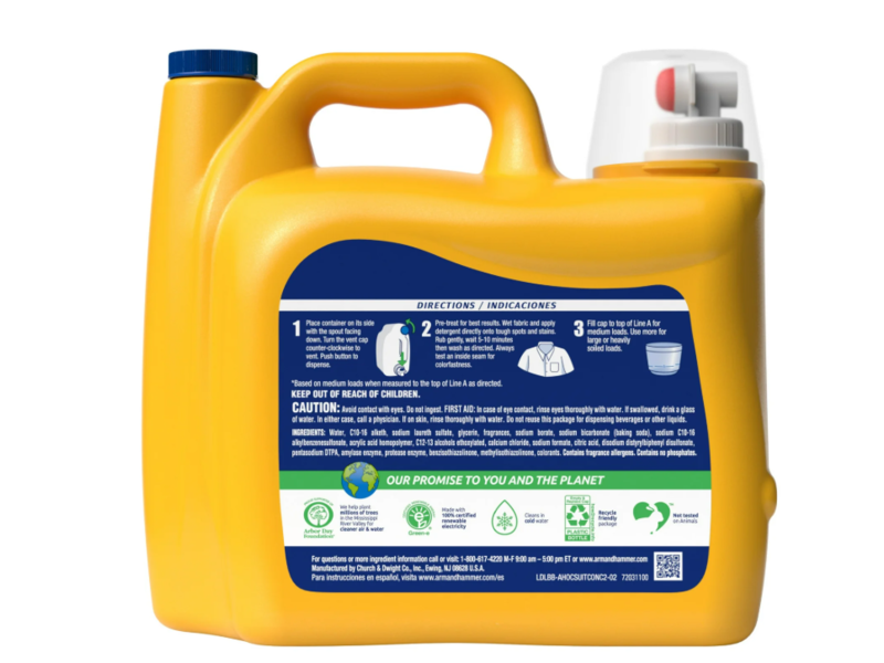 Arm & Hammer Plus OxiClean Liquid Laundry Detergent, Fresh Scent, 128 Loads, 166.5 fl oz/4.92 L