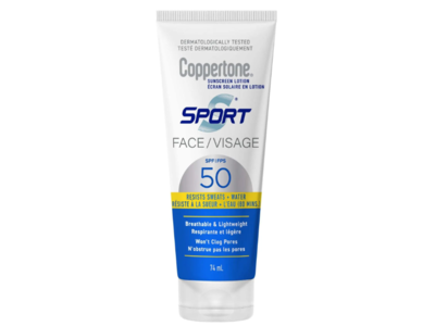 Coppertone Sport Face Sunscreen Lotion, SPF 50, 74 mL