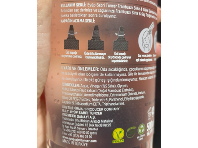 Eyup Sabri Tuncer Vinegar & Hair Tonic, Raspberry, 500 mL