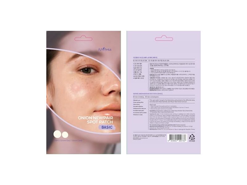 IsNtree Onion Newpair Spot Patch Basic 24 patches (10mmx12ea/12mmx12ea) | Patches in 2 sizes | Blemish care | Water-resistant for daily use (1)