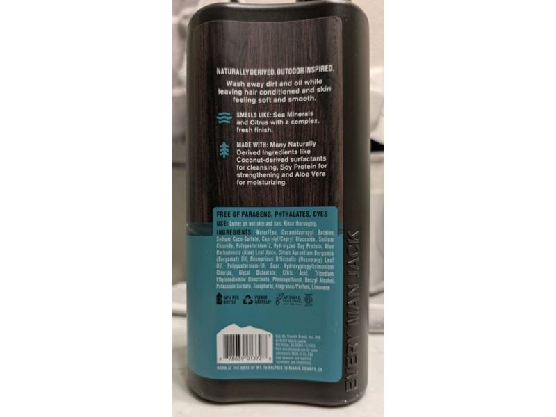 Every Man Jack All Over Wash 3-In-1 Body Wash+Shampoo+Conditioner, Sea Salt + Citrus, 28.8 fl oz/852 mL