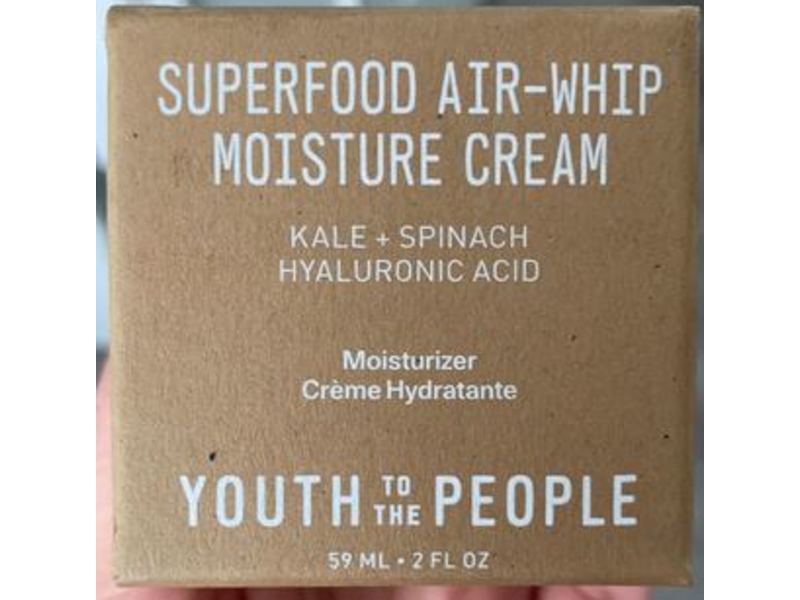 Youth To The People Superfood Air-Whip Moisture Cream, Kale + Spinach, Green Tea, Hyaluronic Acid, 2 fl oz/59 mL