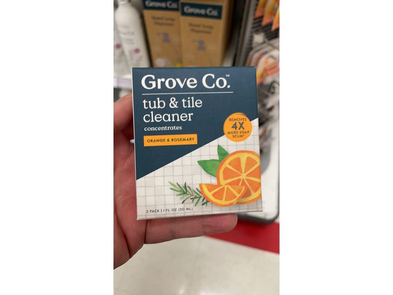 Grove Co. Concentrates Tub & Tile Cleaner Refills, Orange & Rosemary, 1 fl oz / 30 mL, 2 Count
