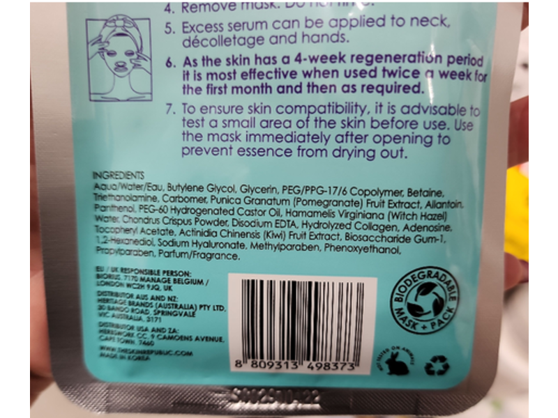 Skin Republic Super Hydrating Hyaluronic Acid + Collagen Face Mask, 0.85 fl oz/25 mL