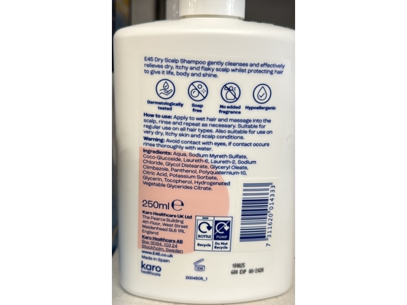 E45 Dry Scalp Shampoo, 250 mL