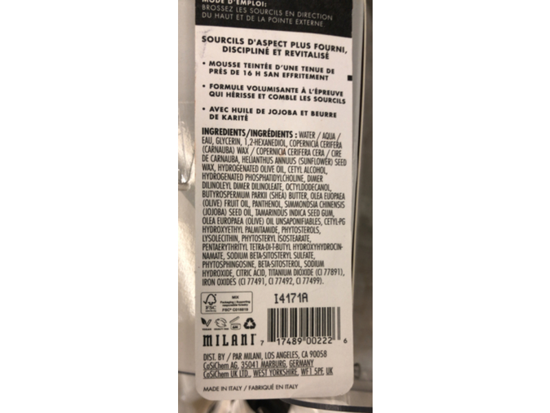 Milani Stay Put Tinted Brow Mousse, Medium Brown, 0.05 oz