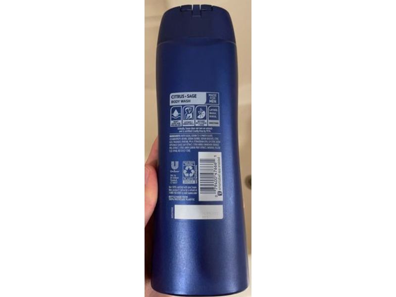 Suave Men Energizing Body Wash, Citrus + Sage, 15 fl oz/443 mL