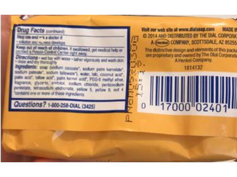 Dial Antibacterial Deodorant Soap, Gold, 4 oz/113 g, 1 Count