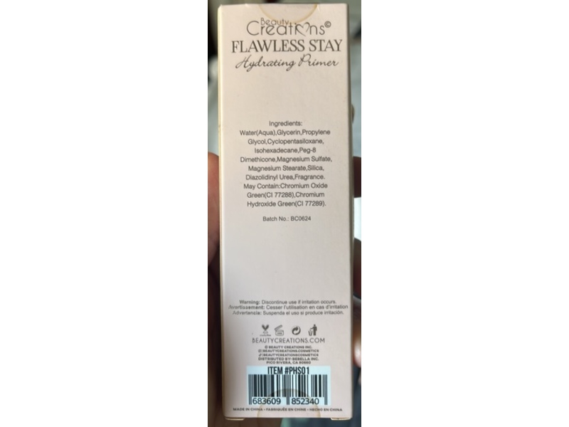 Beauty Creations Flawless Stay Hydrating Primer, 1 fl oz/30 mL