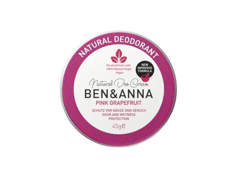 Ben & Anna Natural Deodorant Cream Tin, Pink Grapefruit, 1.59 oz/45 g
