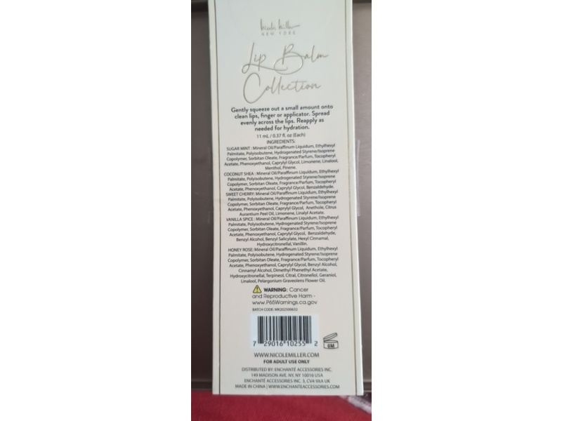 Nicole Miller Lip Balm Collection, 0,37 fl oz/11 mL