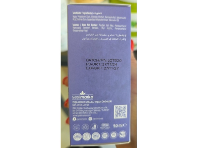 Yesilmarka Deodorant, Lavanta, 50 mL