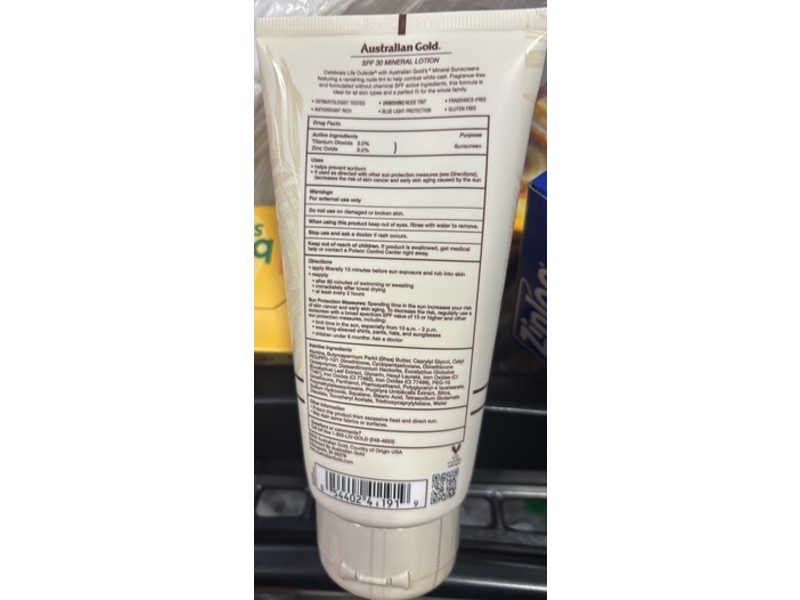 Australian Gold Mineral Sunscreen Lotion, SPF 30, Vanishing Nude Tint, 5 fl oz/147 mL