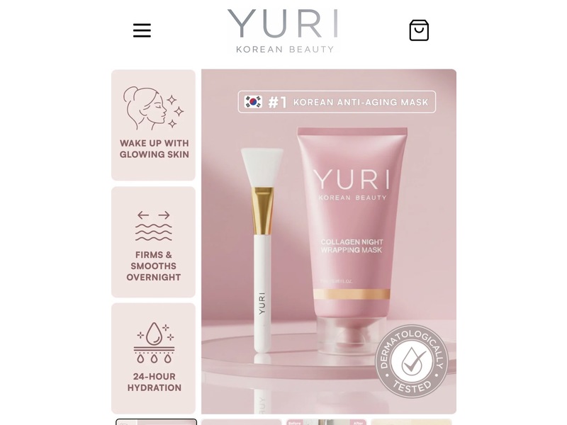 Yuri Collagen Night Wrapping Mask, 2.53 fl oz/75 mL