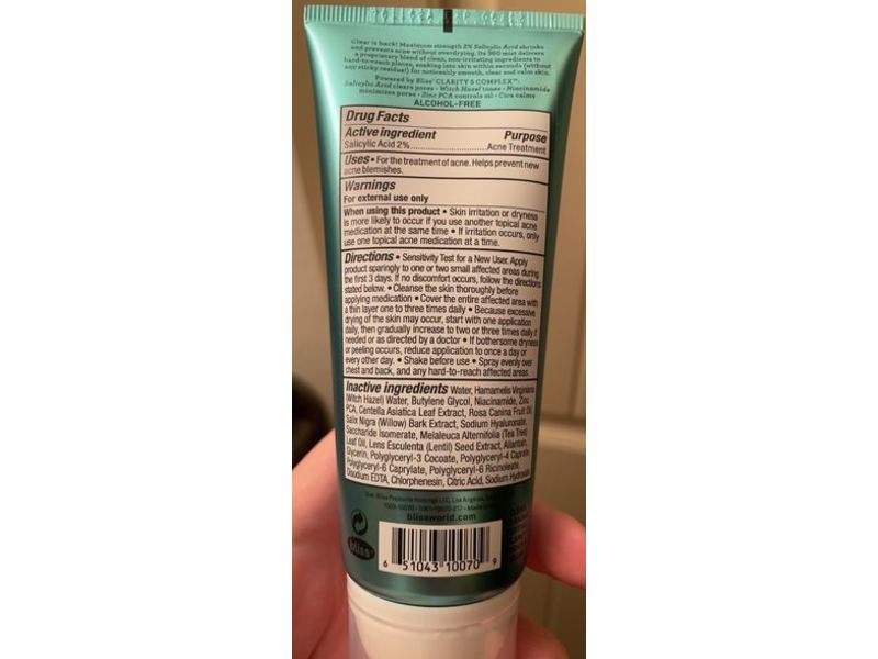 Bliss Clear Genius Body Acne Spray, 3.5 fl oz/103 mL