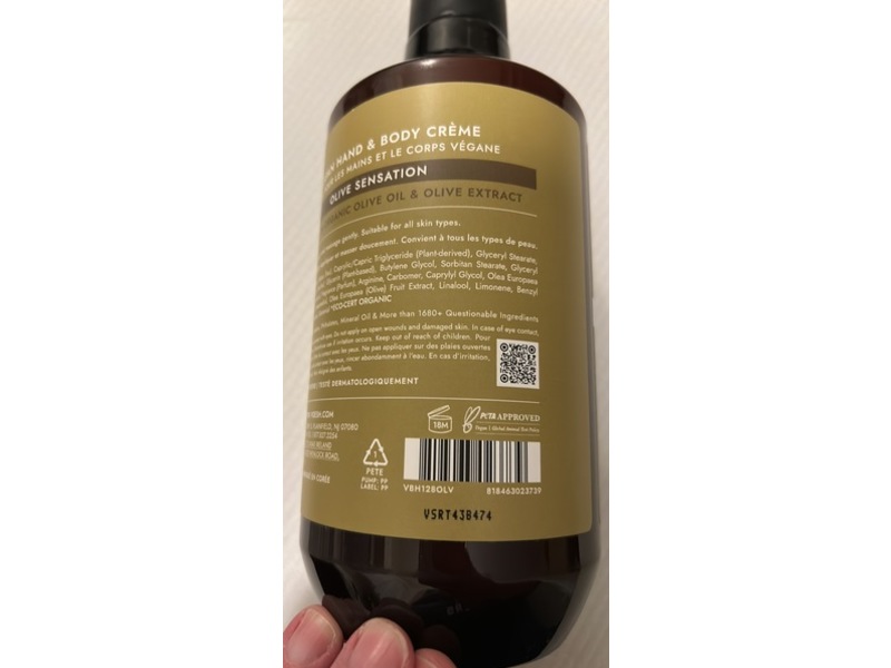 Voesh New York Olive Sensation, Vegan Hand & Body Cream, 28 fl oz/829 mL