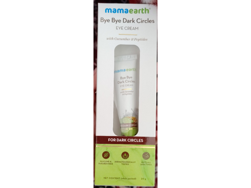 Mamaearth Bye Bye Dark Circles Eye Cream, Cucumber & Peptides, 20 g