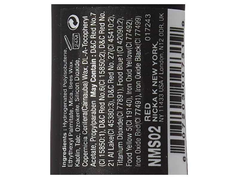 Nicka K Vivid Matte Lipstick, NMS02 Red, 0.12 oz/3.5 g
