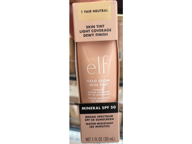 e.l.f. Halo Glow Skin Tint, SPF 50, 1 Fair Neutral, 1 fl oz/30 mL